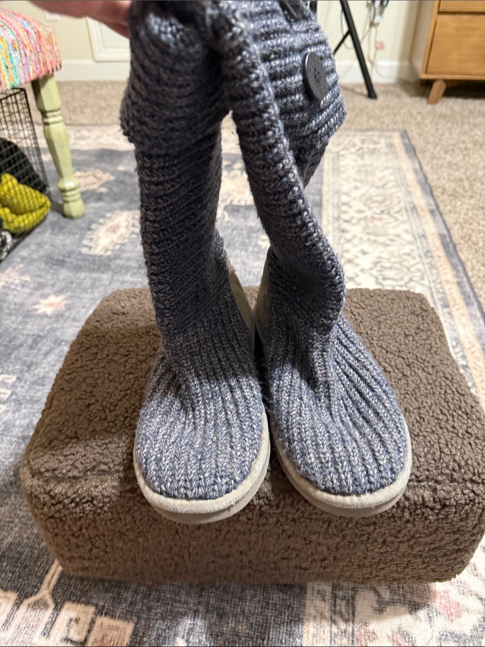 UGG Gray Knit Tall Boot-Style Slip-On Boots